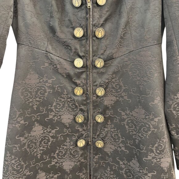 Hot Topic Once Upon a Time Captain Hook Black Jacquard Flare Coat Red Lined SZ S - Picture 10 of 14